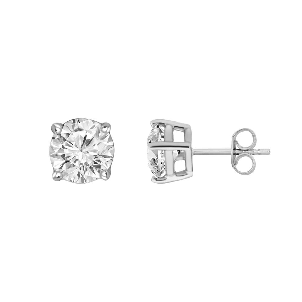 14kt solid white gold earrings with 1ct lab-grown diamonds