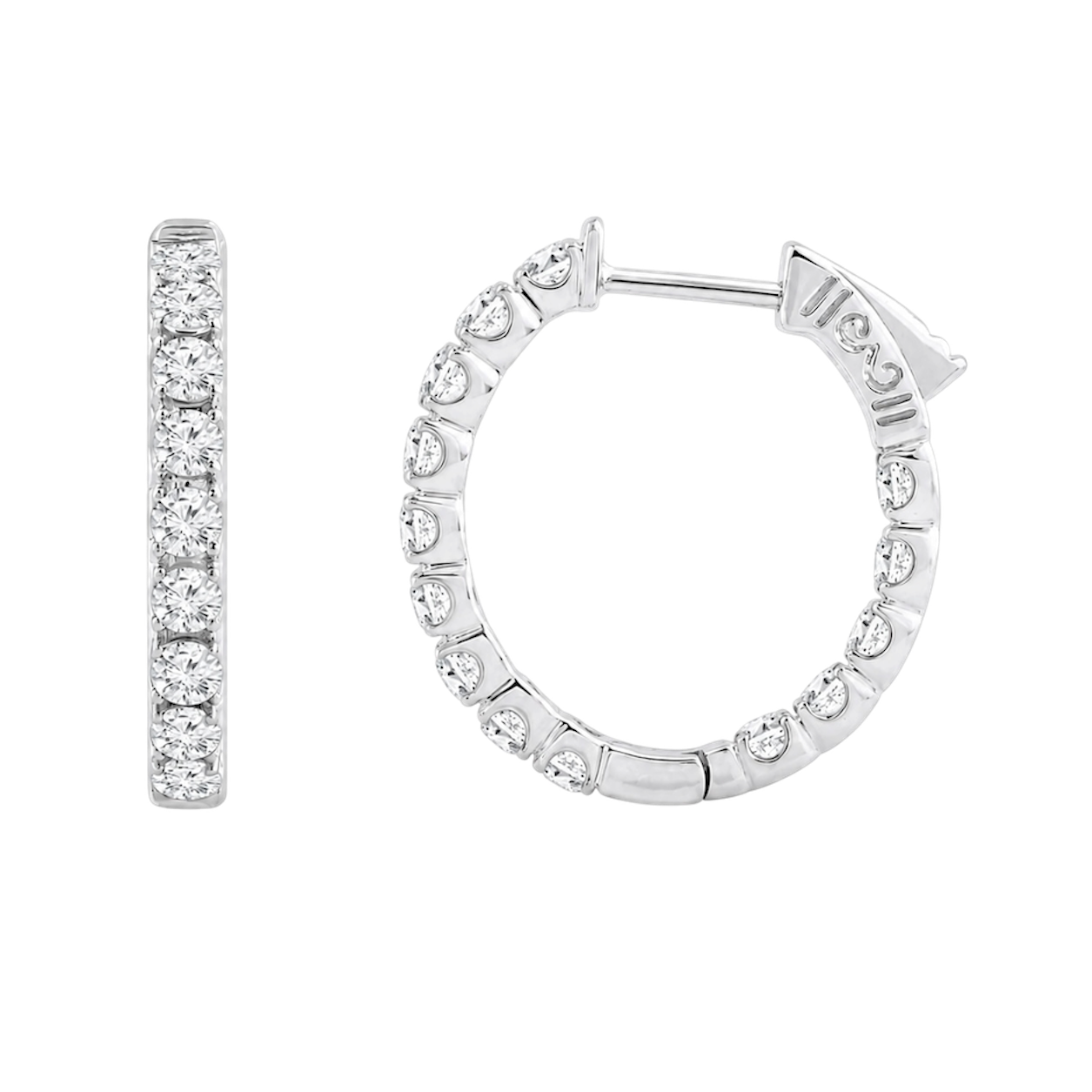 14kt Solid 14K White Gold with Natural Diamonds