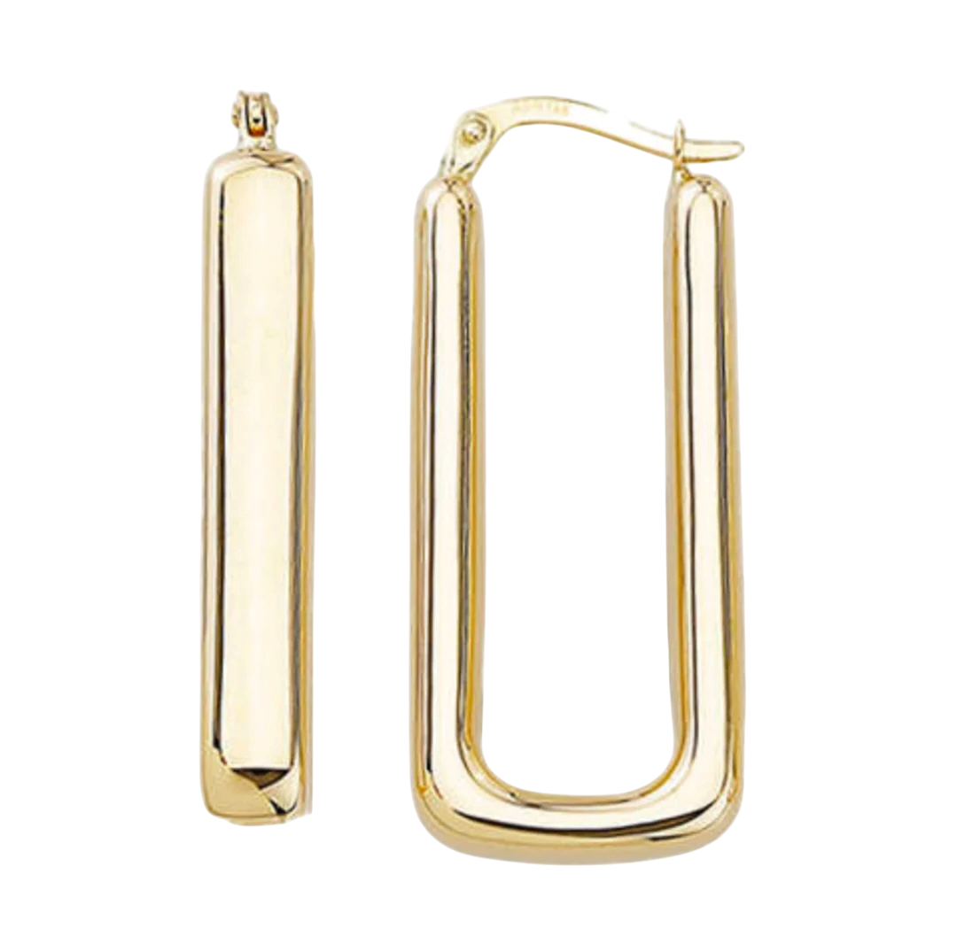 10kt Yelow Rectangular hoop earrings