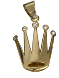 18kt yellow Crown pendant with natural diamonds