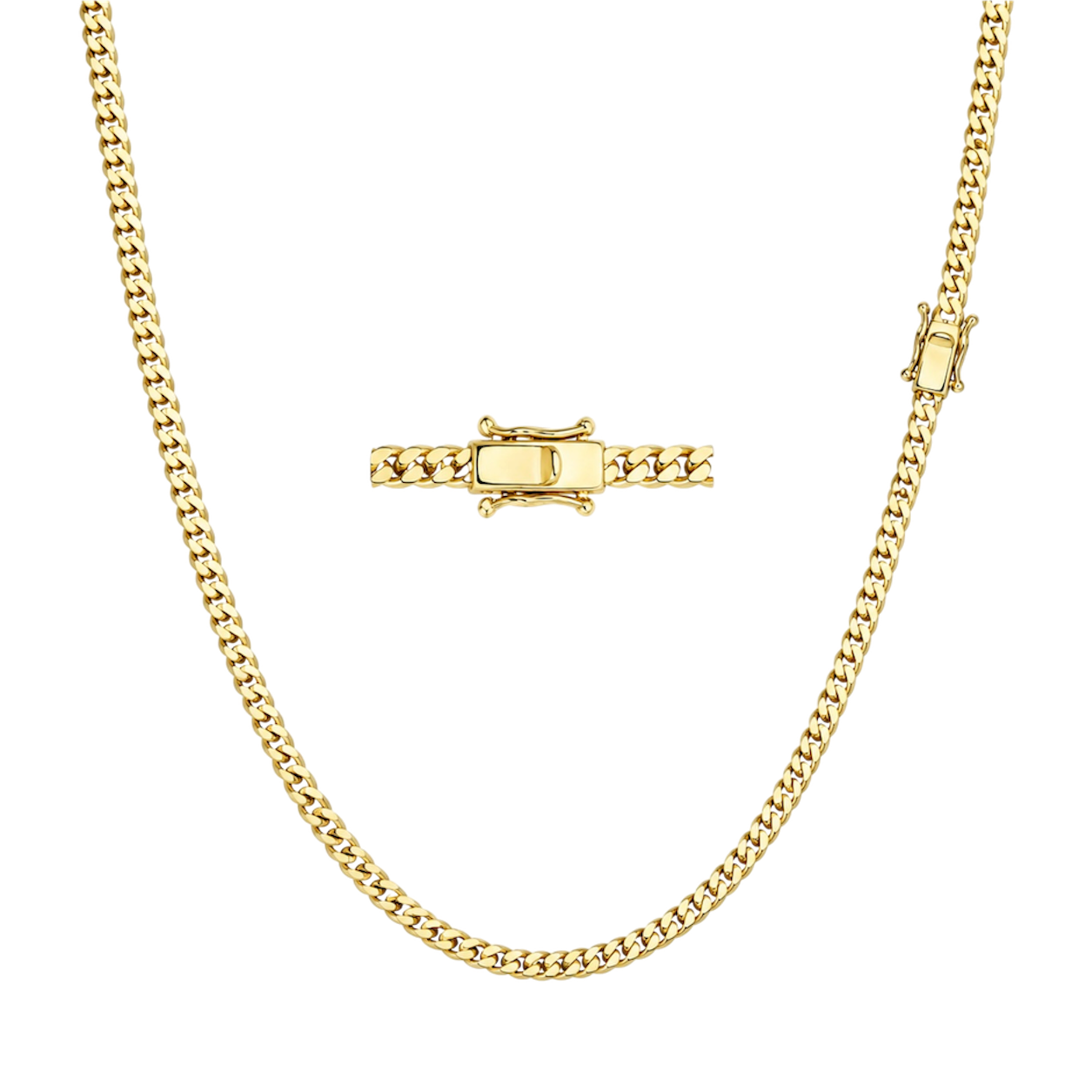10kt yellow gold Solid Cuban link chain 3mm 18in