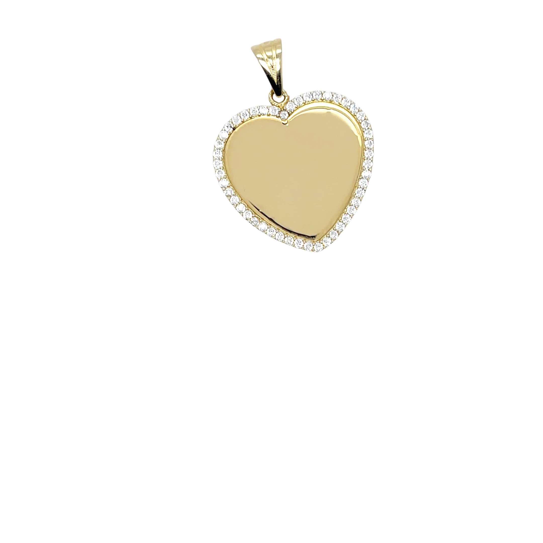 14kt Smooth heart pendant with cubic zirconia