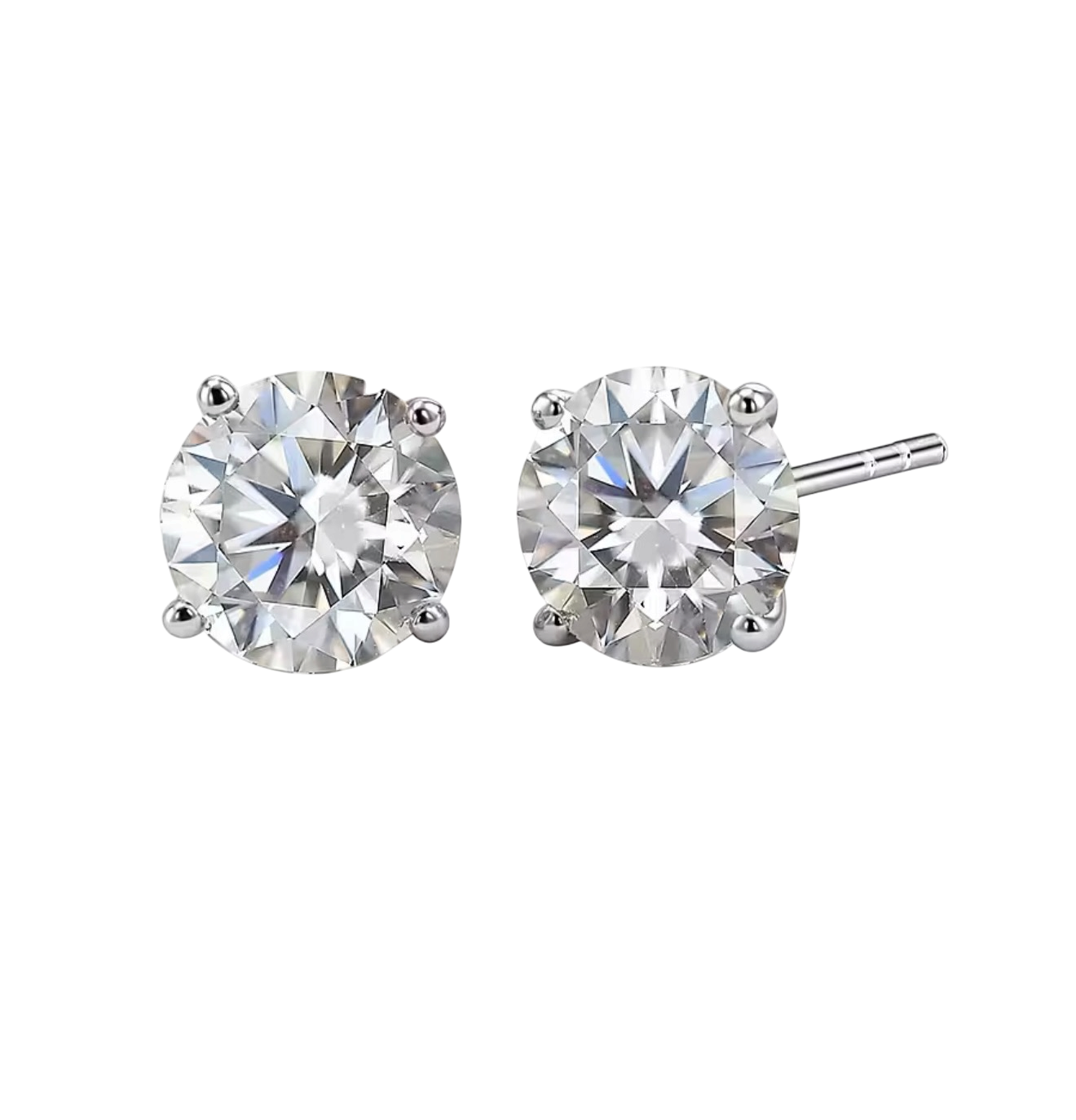 14kt solid white gold earrings with 1ct lab-grown diamonds